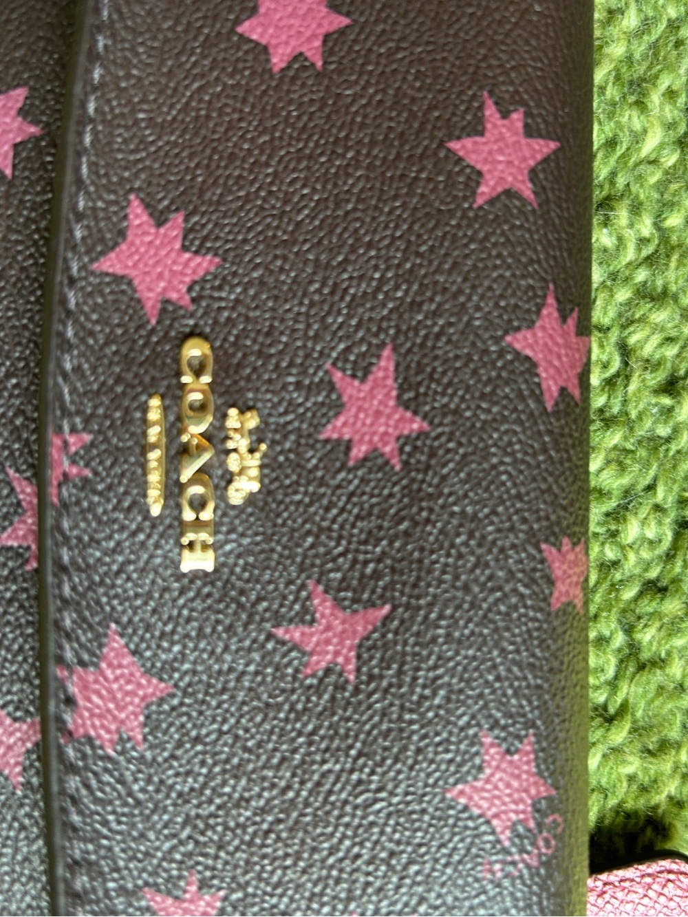 Coach Soft Long Wallet with Disco Pink Star Print on Brown Coated Canvas - Picture 2 of 12